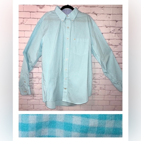 IZOD Men's Light Blue Checkered Shirt Size Xl Long Sleeve Classic Spring Office - Picture 1 of 4
